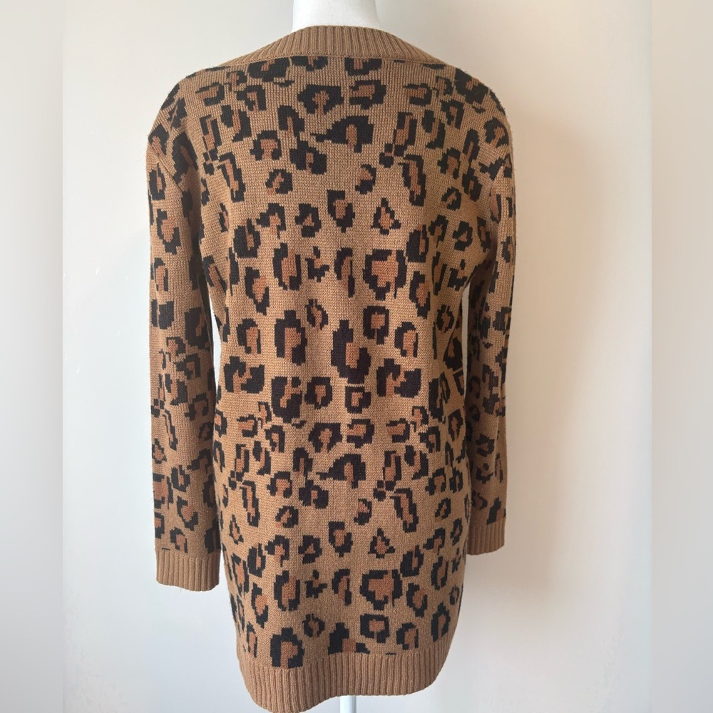 Beau Hudson Leopard Knit Cardigan Oversized XXS V Neck - Picture 3 of 10